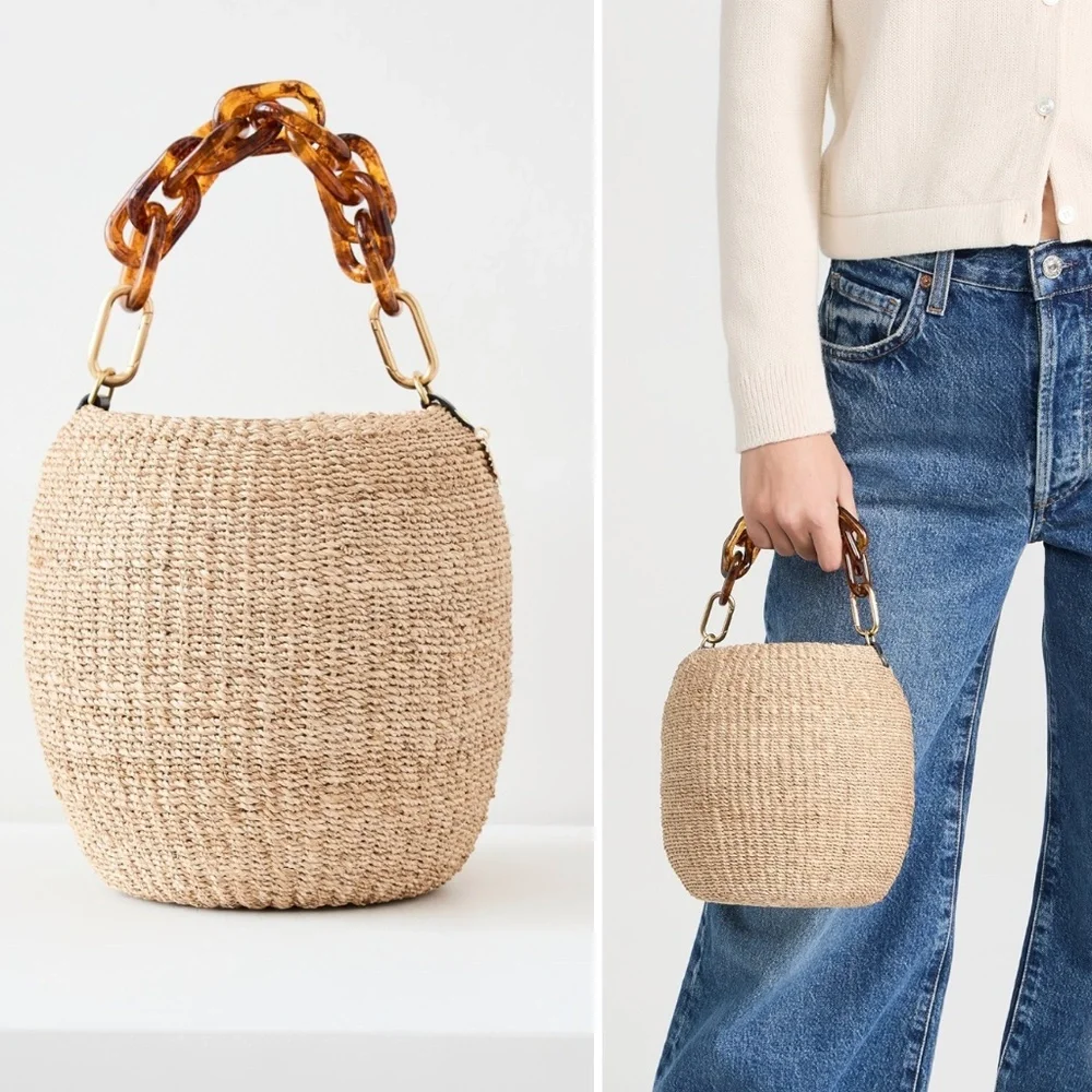 Clare V. Pot de Miel in Cream w/Tortoise Resin Top Handle - Picture 13 of 13